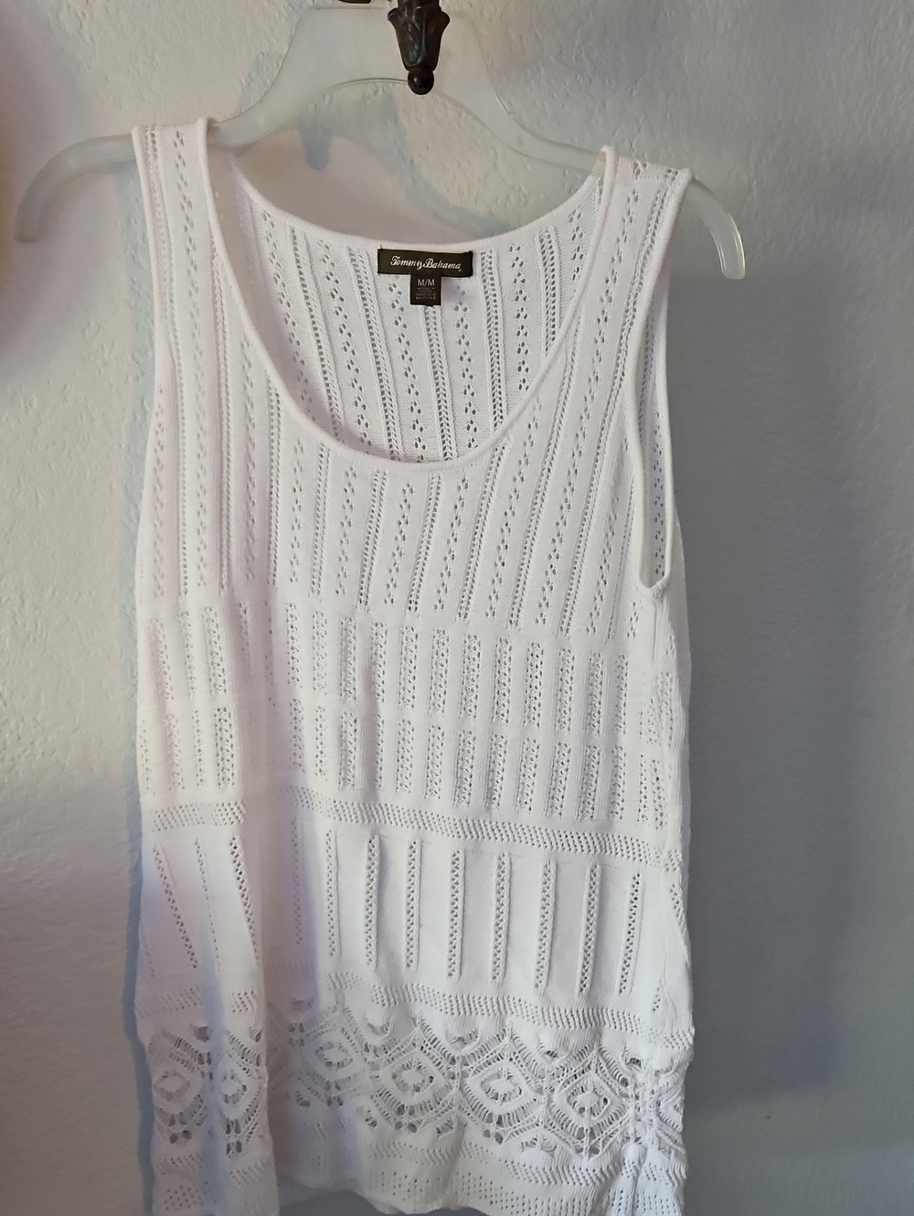 EUC Tommy Bahama White Crochet Knit Tank